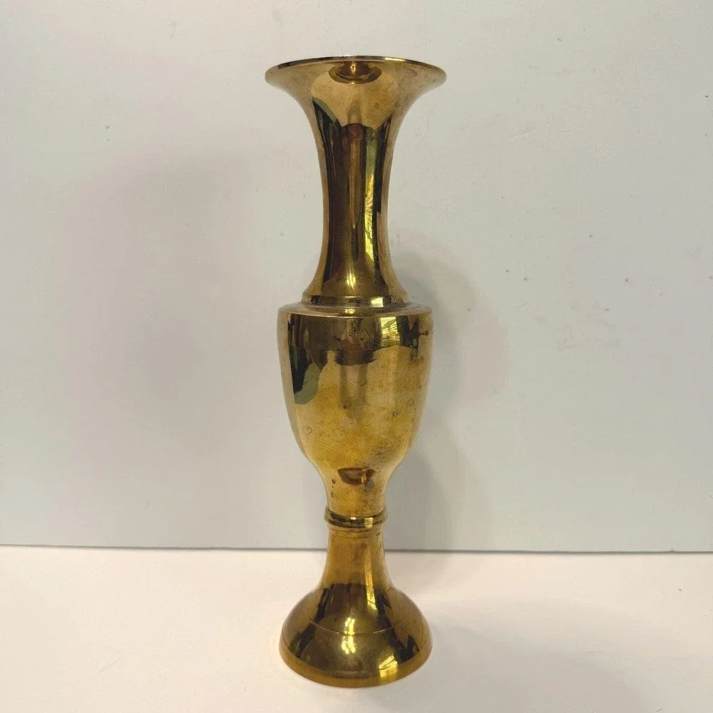 Vintage‎ Solid Brass Trumpet Bud Vase Made in India 10